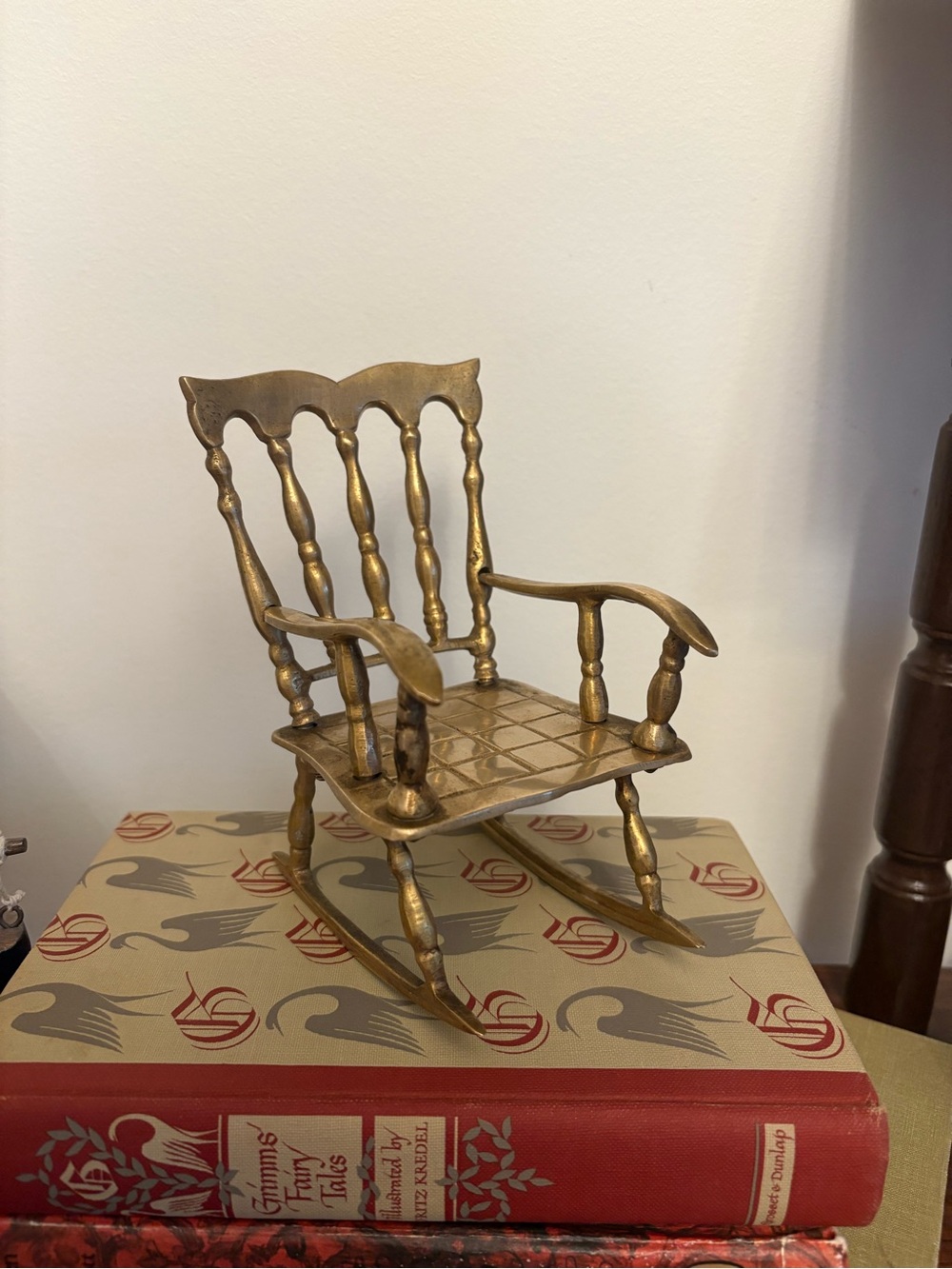 Vintage Solid Brass Miniature Rocking Chair